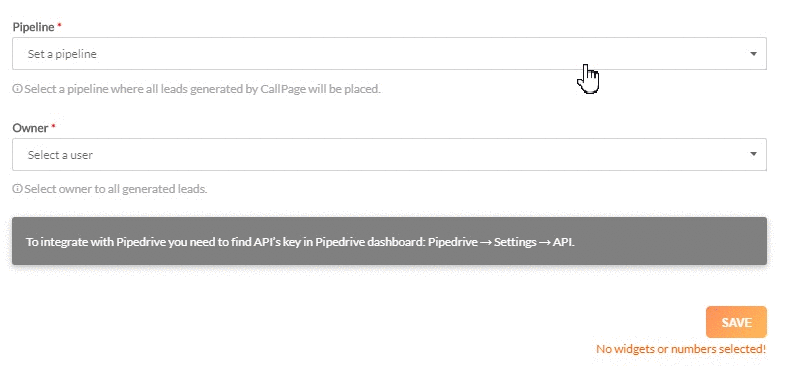 Callpage setting an Agent