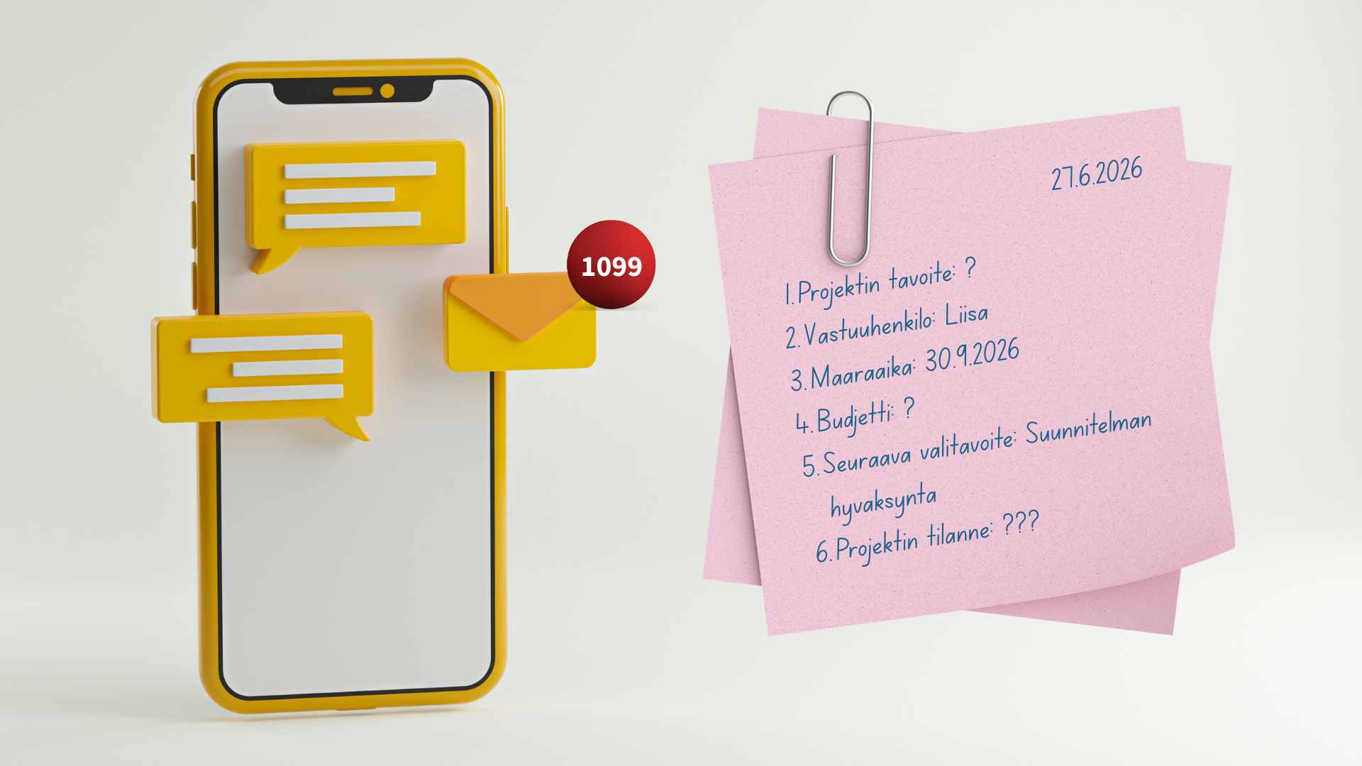 email inbox (1) Projektinhallinta on sähköposteissa ja post-it lapuissa